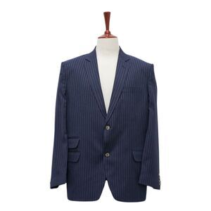 Mens 46R Blue White Pinstripe 100% Wool Blazer Formal Business Sport Coat